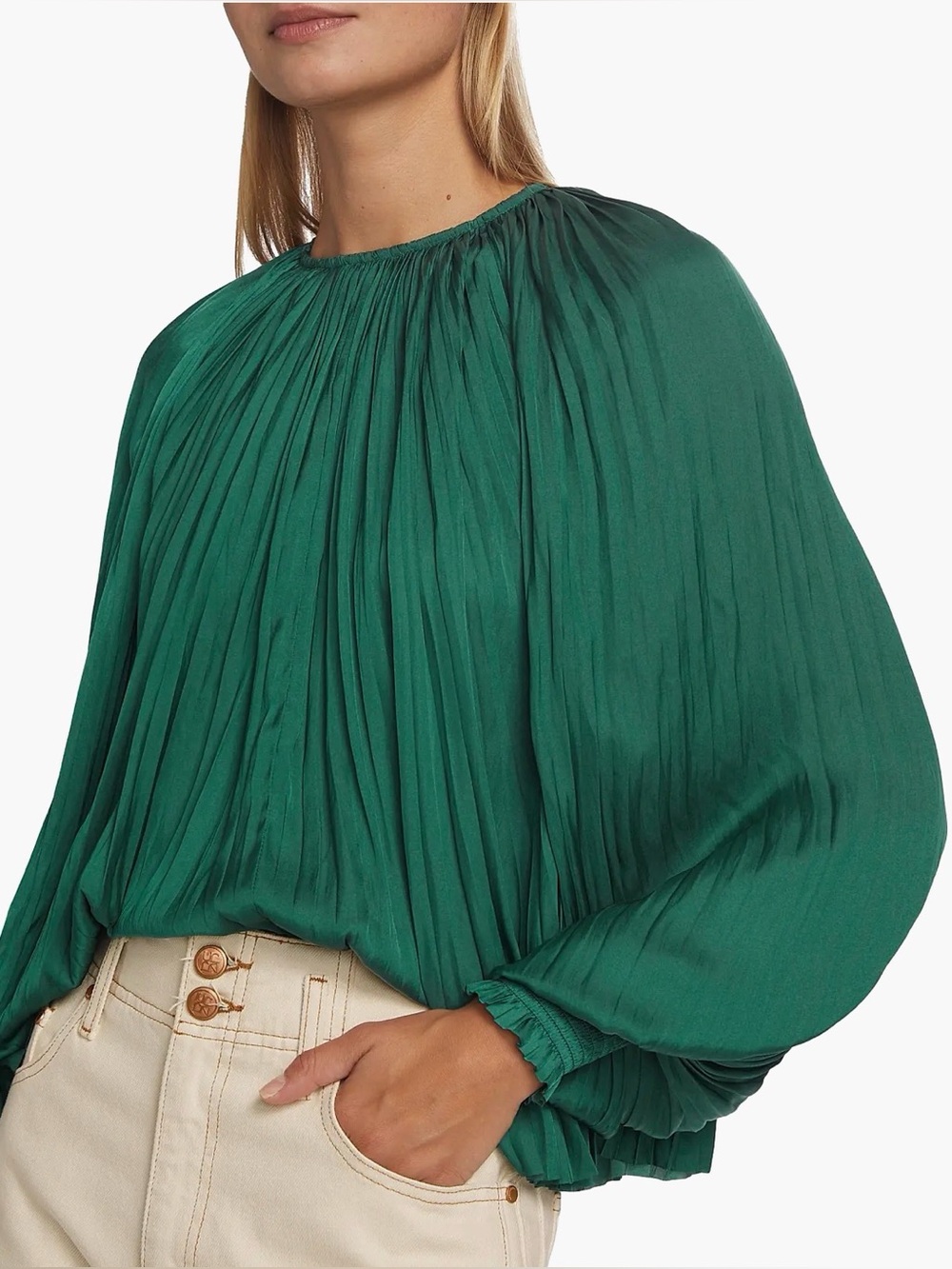 Ulla Johnson Aidy Blouse Emerald Green Size 8 - Picture 2 of 11